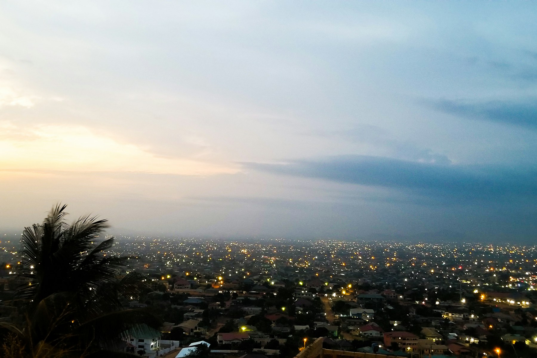 Accra spreading across the horizon at dusk
